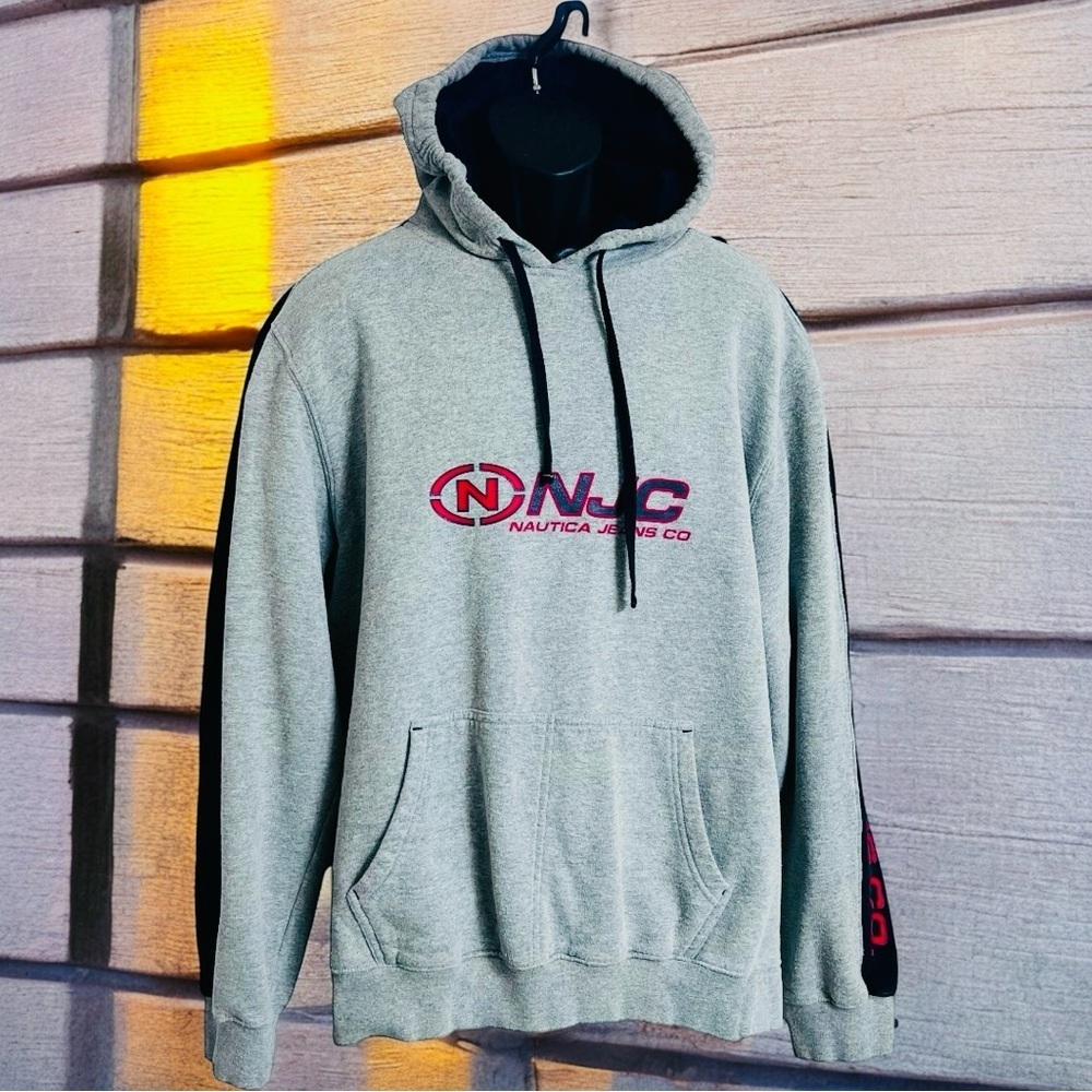Nautica Jeans Co Vintage Hoodie Long Sleeves Drawstring‎ Pullover Sweatshirt